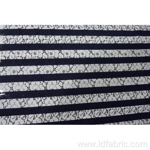 Nylon Cotton Stripe Printed Lace Fabric